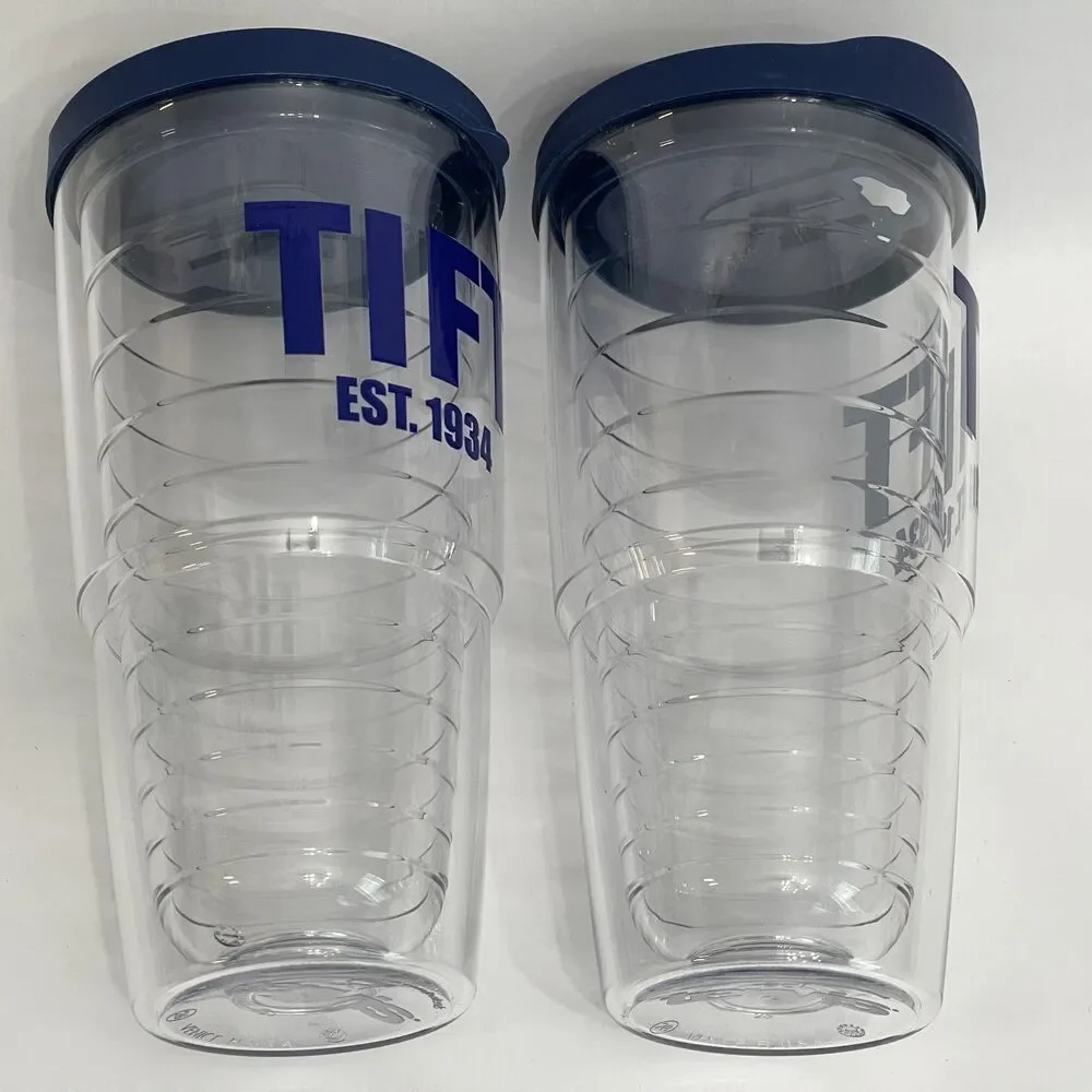 TIFT Tervis Tumblers Hot Cold Drinks with Lid Clear Blue 8 1/8